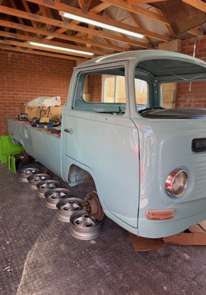 Classic VW undergoing restoration and repainting