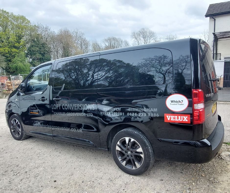 Side view of Charles Grosvenors electric van